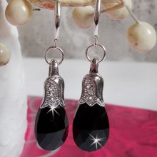 BO Merveilles Jet creato con piccoli strass d'argento e gocce sfaccettate